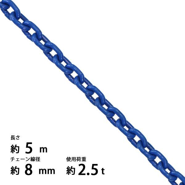 チェーン 線径約8mm 使用荷重約2.5t 約2500kg 約5m G100 ハイグレード 