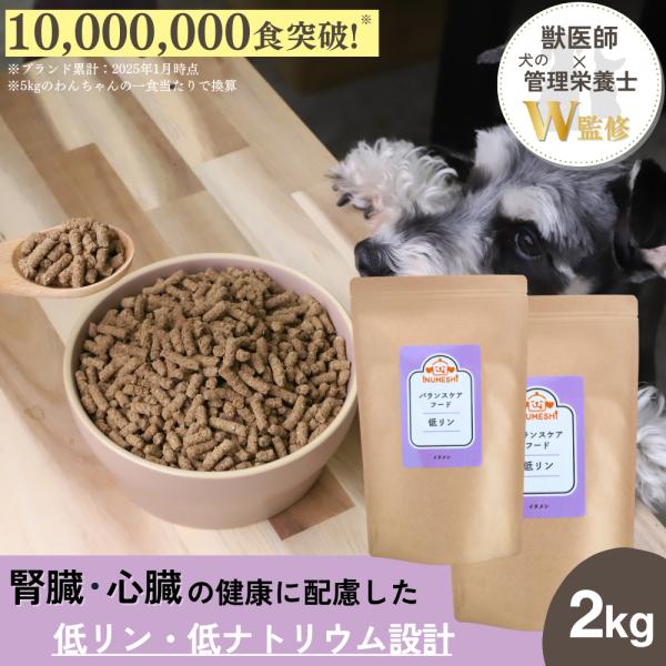 犬 腎臓 フード 低リン 心臓 低タンパク質 総合栄養食 国内製造 無添加 シニア 低ナトリウム バランスケアフード 2袋 わんちゃんライフ【低リン食】