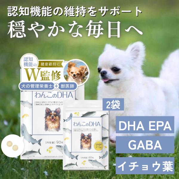 犬 DHA サプリ サプリメント シニア犬 免疫 EPA オメガ3 脳機能 健康維持 必須脂肪酸 獣医師監修 無添加 わんこのDHA 2袋 わんちゃんライフ
