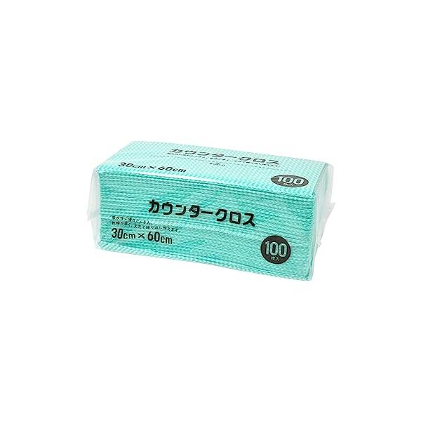 他サイト： 大和物産(Daiwa Bussan) カウンタークロス 100枚 グリーン 約60×30cm 使い捨て 不織布 ふきん テーブルダスター 業務用の商品画像