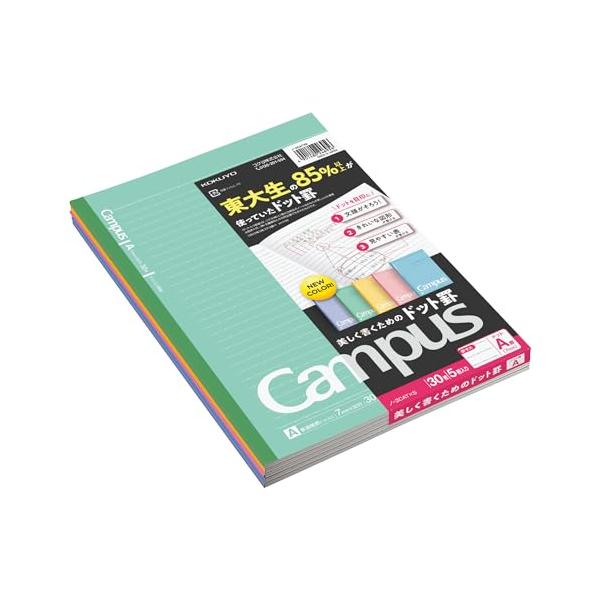 ドットA罫(7mm幅)青・緑・ピンク・紫・黄/6号(セミB5)/ノ-3CATNX5・Color:青・緑・ピンク・紫・黄Style:ドットA罫(7mm幅)PatternName:5冊パック・パッケージ個数:1・【寸法】 179×252×4mm...