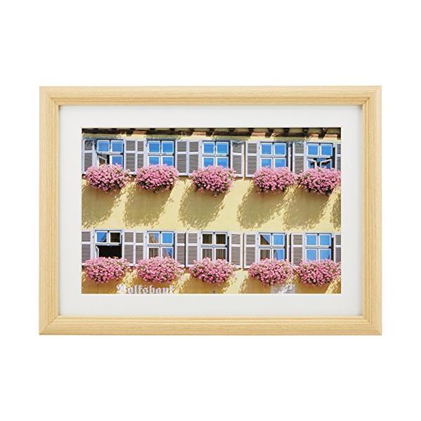 1枚ベージュ/ワイド6切/55226・パッケージ個数:1・カラー:木地色・前面板:ガラス・厚手Vカット台紙(1.3mm)・付属品:吊紐・額縁外寸:271×373mm