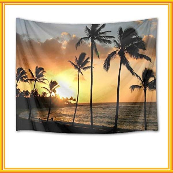 Lb夕陽風景タペストリー 自然風景 サンセット ビーチとヤシの木 おしゃれ壁掛け ハワイ 南国風景 インテリア Aik25 Bay Center 通販 Yahoo ショッピング
