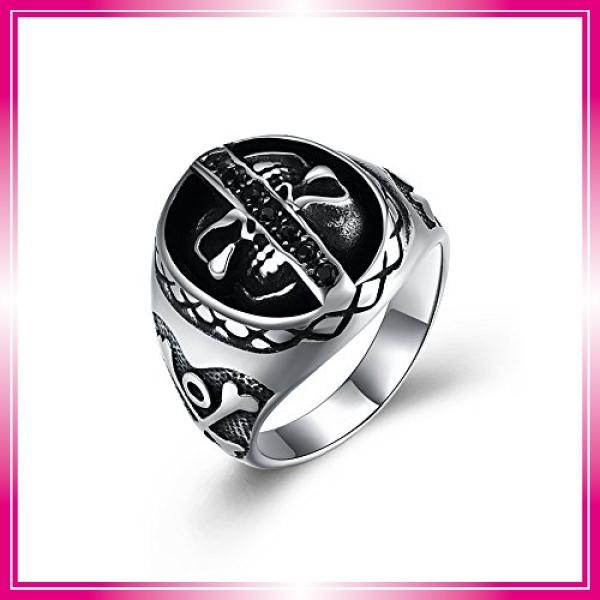 Rockyu ブランド メンズ 指輪 シルバー 黒 ブラック スカル リング カッコいい 十字架 髑髏指輪 23号 ドクロ チタ Rnq Bay Center 通販 Yahoo ショッピング