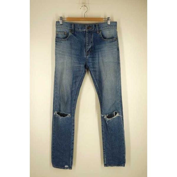 サンローランパリ Saint Laurent Paris 誕生日プレゼント デニムパンツ サイズ28 中古 メンズ ブランド古着バ ウォッシュド加工 ダメージデニムパンツ