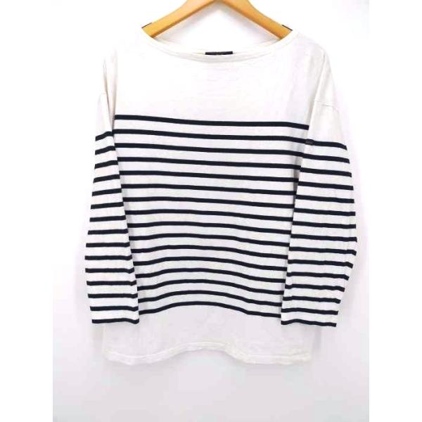 憧れ Le minor ボートネック 長袖 ボーダーTシャツ PATRICIA 白×黒 T