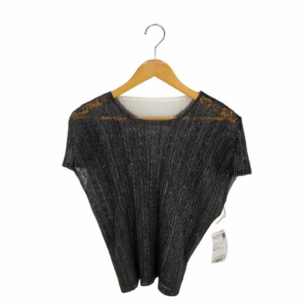 イッセイミヤケシアー ハイネックカットソーシワ加工ブラウンMサイズ