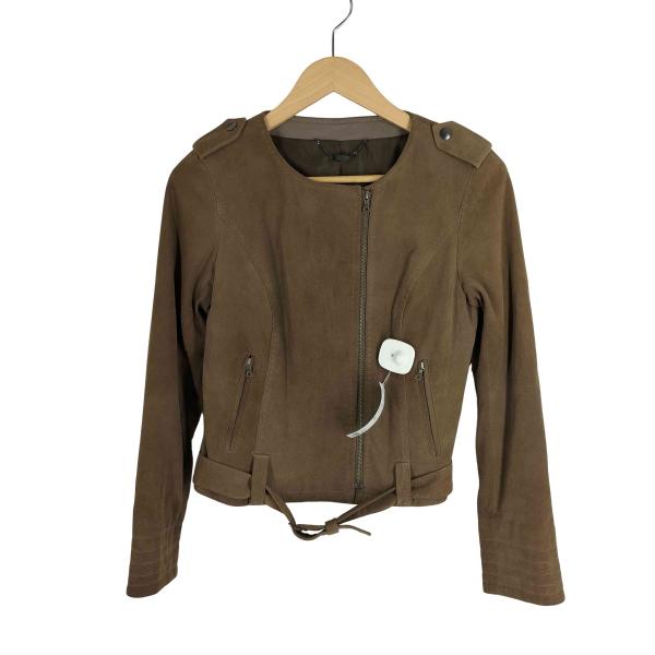 Reflect リフレクト　羊革　ノーカラー　ライダース　レザージャケット　9号 Reflect リフレクト 羊革 ノーカラー ライダース レザー