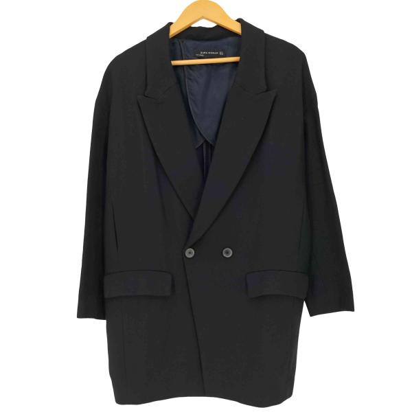 【美品】ZARA ザラ　ブラック ダブルブレスト テーラードジャケット ZARAザラ テーラードダブルブレストブレザー M - メルカリ
