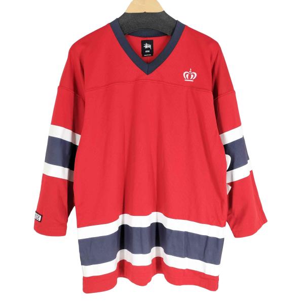 STUSSY　ホッケーTシャツ STUSSY ステューシー カットソー 七分袖 メンズ Block Hockey