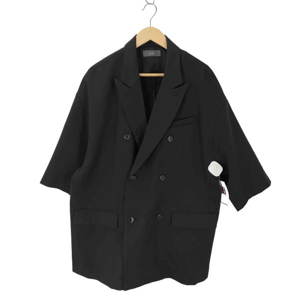 [美品] CLELバックブラッシュドTR ダブルブレスト半袖テーラードジャケット CLEL(クレイル) バックブラッシュドTR ダブルブレスト半袖