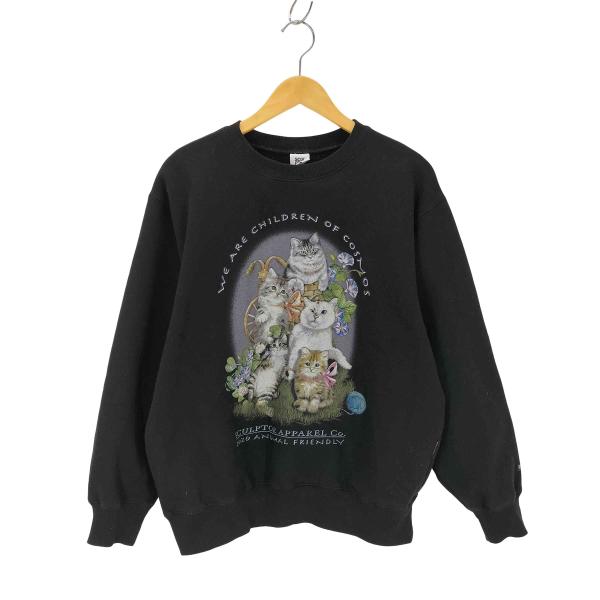 SCULPTOR ブラック スウェット トレーナー Mサイズ 黒 SCULPTOR（スカルプター）の「SATIN APPLIQUE SWEATSHIRT/サテン