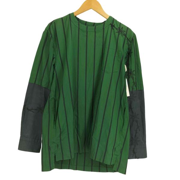Sacai(サカイ) ×Dr.Woo 19ss フラワー刺繍レイヤードプルオーバーシャツ メンズ  1【中古】【ブランド古着バズストア】 sacai（サカイ） ×Dr.Woo 19ss フラワー刺繍レイヤードプルオーバー