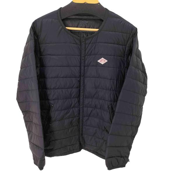 【極美品】DANTON ダントン ノーカラー ダウンジャケット ロゴワッペン 黒 極美品】DANTON ダントン ノーカラー ダウンジャケット ロゴワッペン