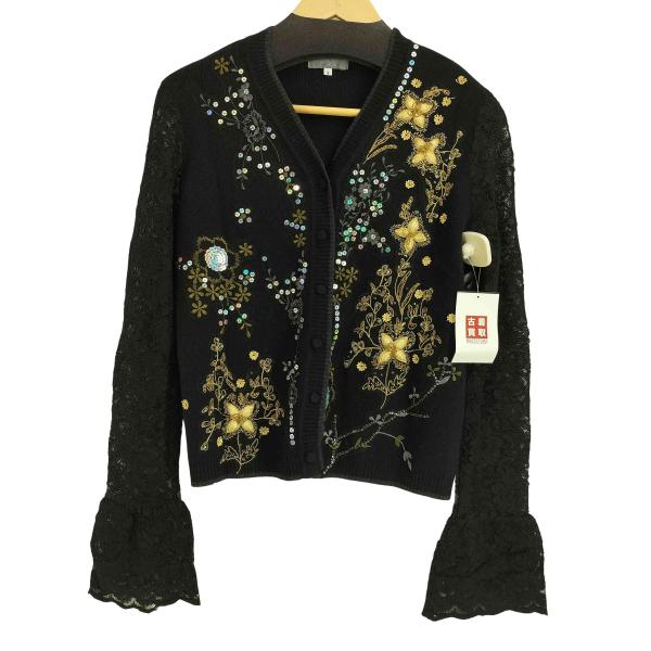 TOKUKO 1er VOL　トップス　カーディガン　羽織物　レース TOKUKO 1er VOL(トクコプルミエヴォル) 袖レース切替 刺繍装飾
