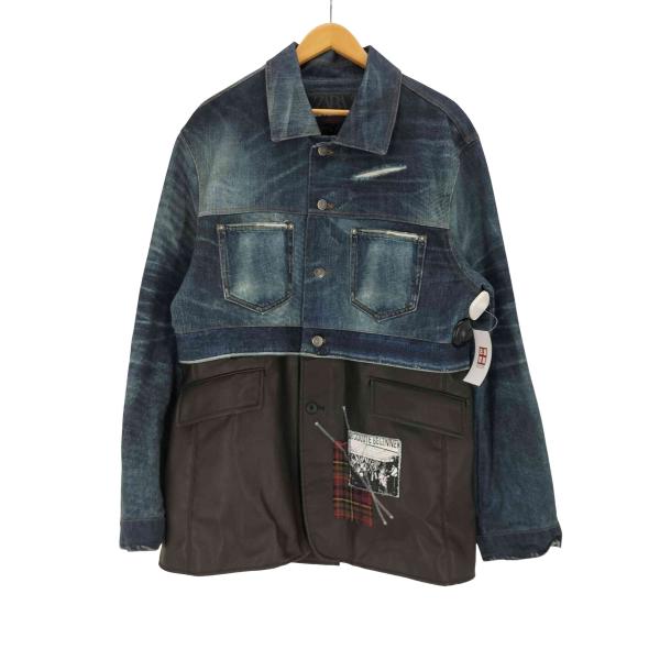 ZARA ザラ 抽象柄デニムジャケット L　完売品 ZARA ZARA(ザラ) ジップアップ クロップド デニムジャケット