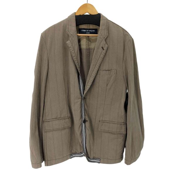 美品　コムデギャルソンオム　テーラードジャケット　ストライプ　リネン　ブルー COMME des GARCONS HOMME HOMME(コムデギャルソンオム) 2B