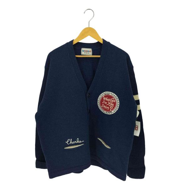 WEIRDO(ウィアード) CHARLIE CARDIGAN NAVY チャーリー レタードウールニット カーディガン メンズ  L 【中古】【ブランド古着バズストア】 WEIRDO（ウィアード） CHARLIE CARDIGAN NAVY チャーリー レタード