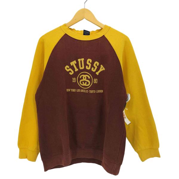 old stussy 90s ニット　セーター　ラグラン　ワンポイント刺繍　古着 old stussy 90s ニット セーター ラグラン ワンポイント刺繍 古着