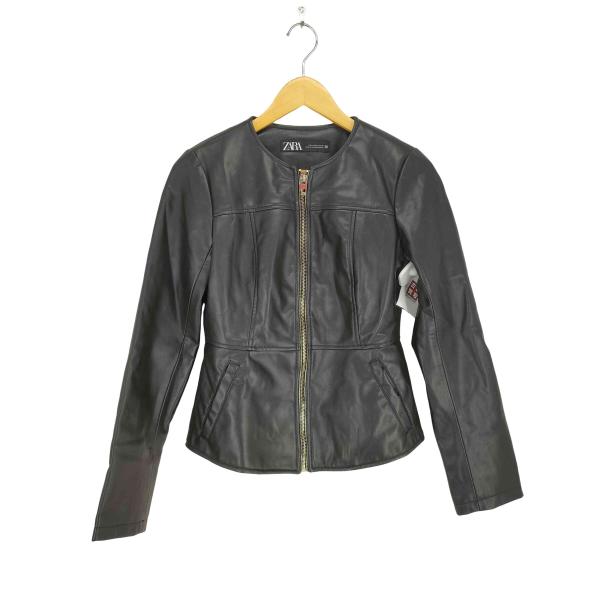 ZARA（ザラ） フェイクレザーノーカラージャケット レディース import