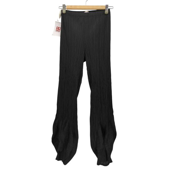 【美品】プリーツプリーズ 変形 裾デザイン プリーツパンツ 黒 1 PLEATS PLEASE ISSEY MIYAKE MIYAKE(プリーツプリーズイッセイミヤケ