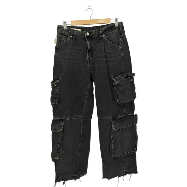 ZARA（ザラ） マルチポケット ブラックデニムカーゴパンツ メンズ 42