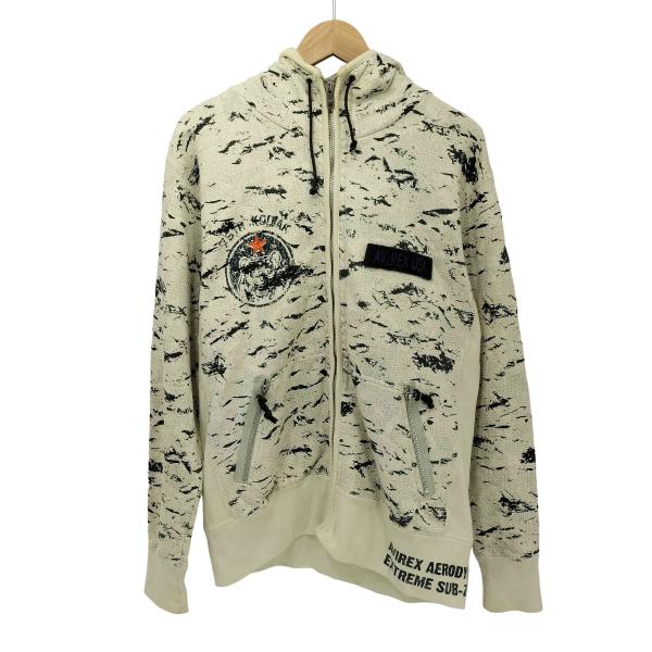 AVIREX（アヴィレックス） 刺繍 ワッペン 総柄 ジップパーカー メンズ
