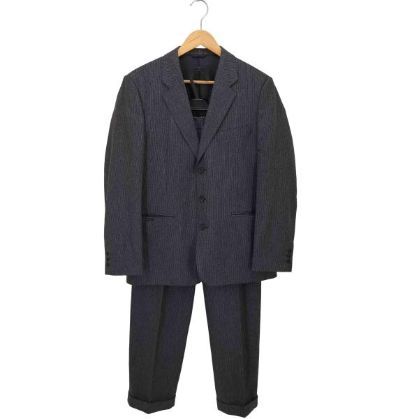 【カシミヤ混】Papas パパス セットアップスーツ ストライプ L相当 秋冬 PAPAS（パパス） カシミヤ混 3B テーラードジャケット パンツ