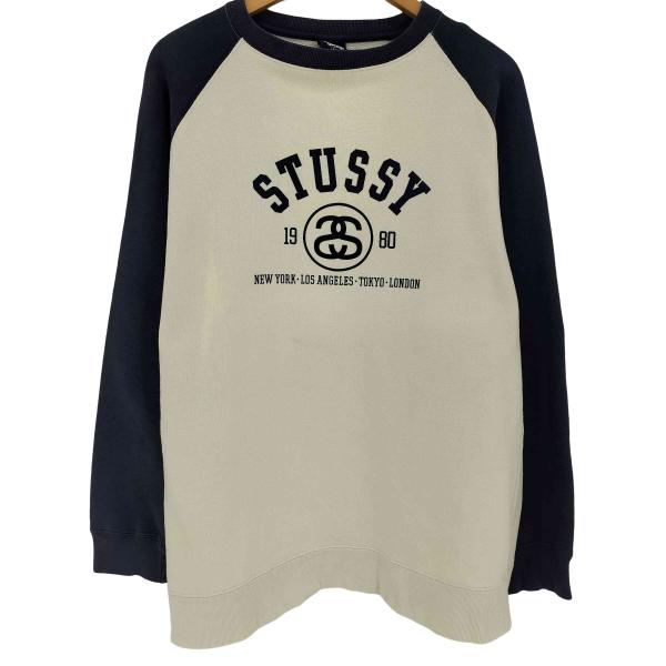 868【人気Lサイズ】ステューシー♤刺繍ロゴ90s 紺タグ　フルジップスウェット STUSSY（ステューシー） 90s 紺タグ OLD アーチロゴ ラグランスリーブ