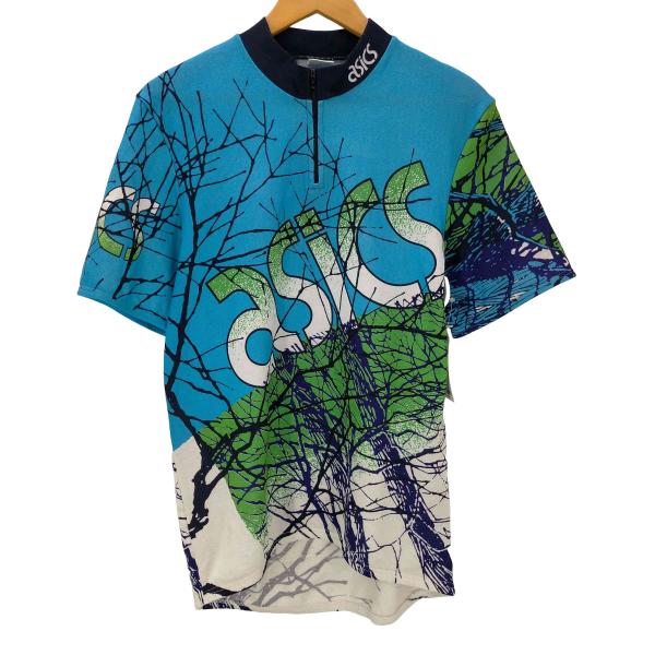 ASICS（アシックス） 90S 総柄 S/S ハーフジップ モーター サイクル