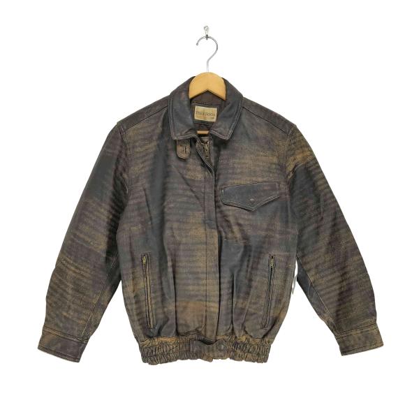 【KRIZIA PELLE】レザージャケット42 PELLE DONNA(フルギ) lamb leather 山羊革 比翼ジップレザージャケット