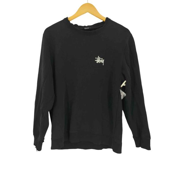 STUSSY ショーンフォント 刺繍ロゴ スウェットトレーナー ブラック M STUSSY（ステューシー） Shawn Font Crew neck sweatshirt ショーン