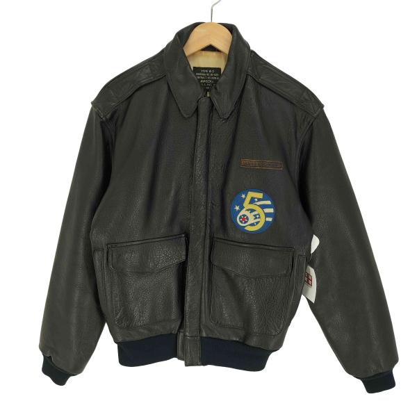 XL相当 90s AVIREX A-2 レザージャケット 星条旗 ブルゾン AVIREX（アヴィレックス） 90S OLD 薔薇 バラ刺繍 A-2型 ラムレザー