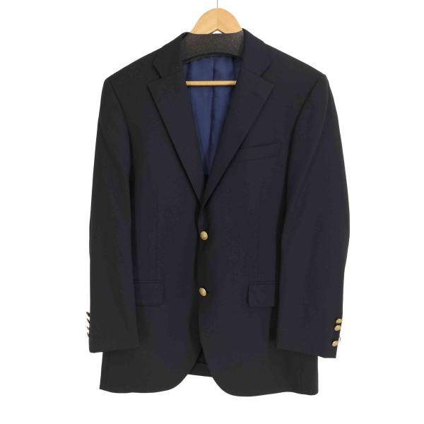 【美品】紺ブレ 紋章ボタン ウール100% WOOLMARK L相当 ネイビー NEWYORKER（ニューヨーカー） ウール100 金ボタン 2Bテーラード