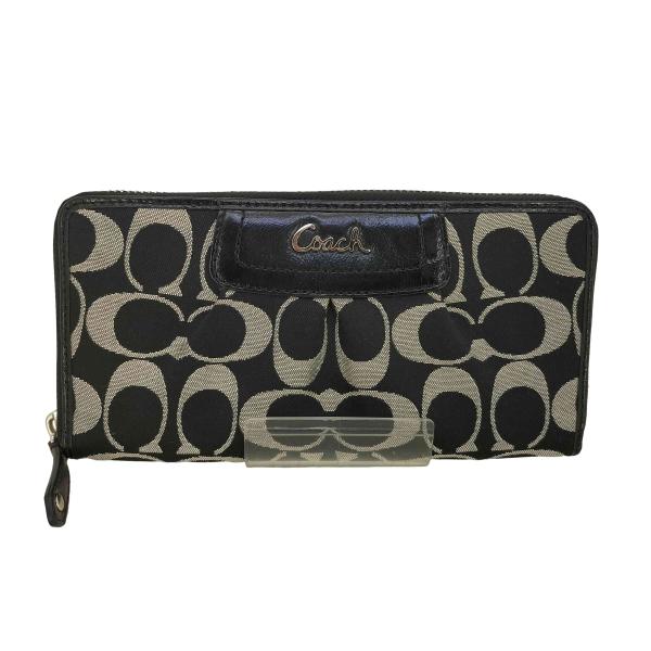 COACH(コーチ) シグネチャー キャンバス ラウンドファスナー 長財布  レディース 表記無  中古 古着 0159