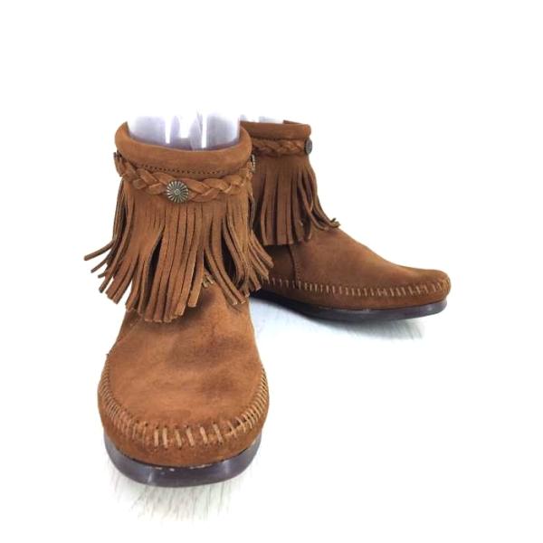ミネトンカ ブーツ #7 レディース ブラック 中古 み Minnetonka ミネトンカ スエードモカシン US