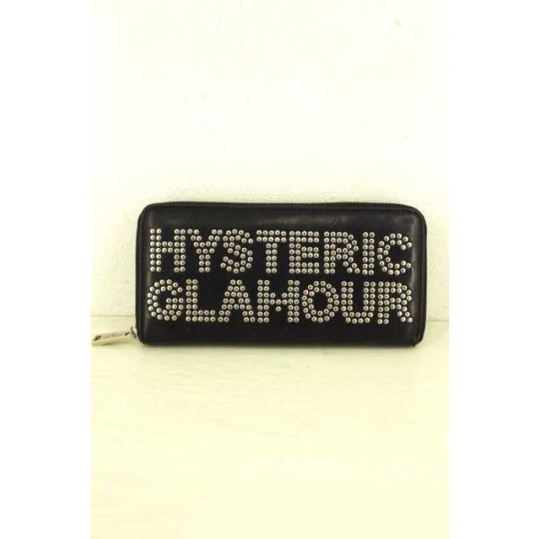 Hysteric Glamour ヒステリックグラマー ファッション雑貨 永遠の定番 メンズ スタッズロゴレザーラウンドウォレット 中古 サイズ表記無 ブランド