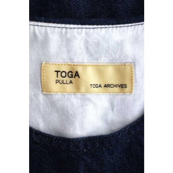 トーガプルラ Toga Pulla デニムワンピース レディース 再再販 サイズ3 中古 型押しデニムノースリーブワンピース ブランド古着バズストア