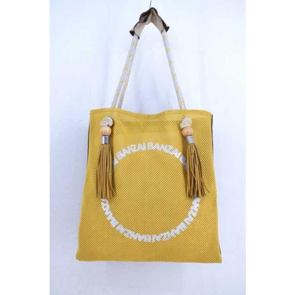 5 大好評 バンザイ Banzai トートバッグ レディース サイズ表記無 メッシュ切替 キャンバストートバッグ サークルロゴプリント ブランド古着バズスト 中古