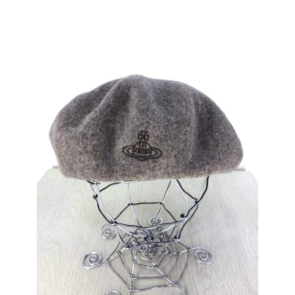 ヴィヴィアンウエストウッド Vivienne Westwood オーブ刺繍 ウールベレー帽 レディース S〜M 中古 古着 210625