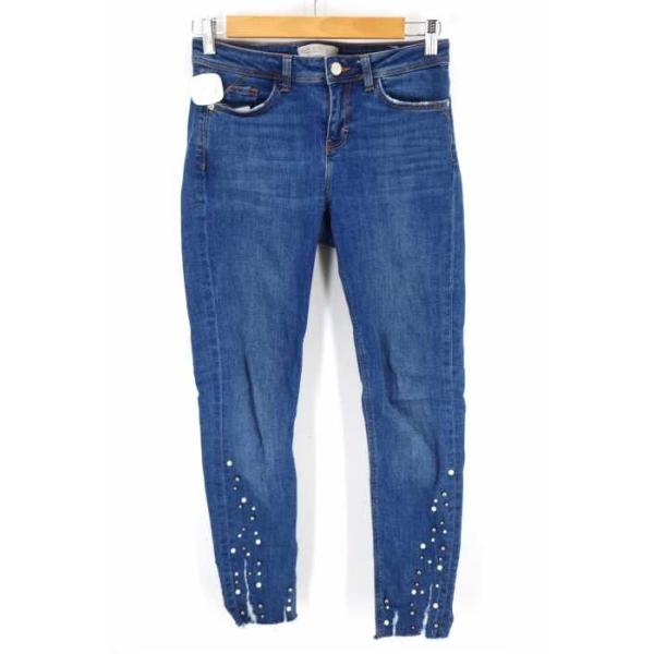 ザラベーシック Zara Basic デニムパンツ レディース サイズeur 34 Usa 02 Mex 24 ビジュー付スキニーデニムパンツ 中古 ブランド古着販売のbazzstore 通販 Yahoo ショッピング