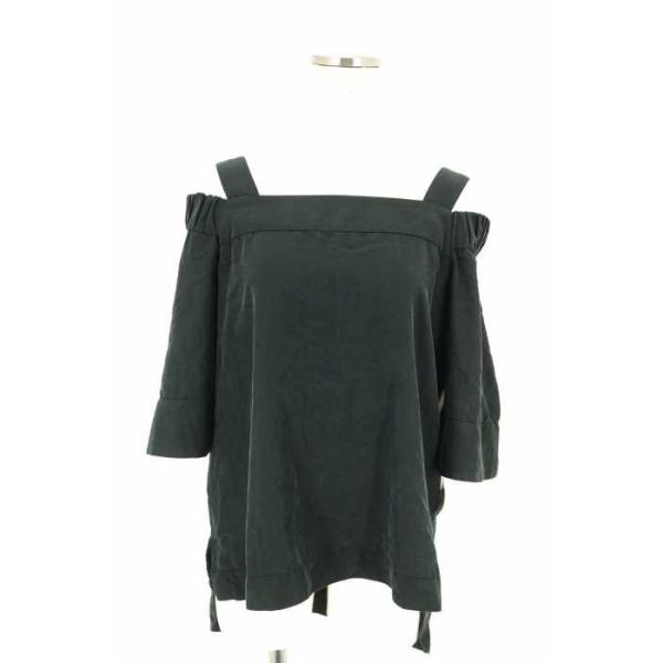 ジーナシス オフショルダー 半袖シャツ Fサイズ 白 ゆるだぼ レーヨン 大きい