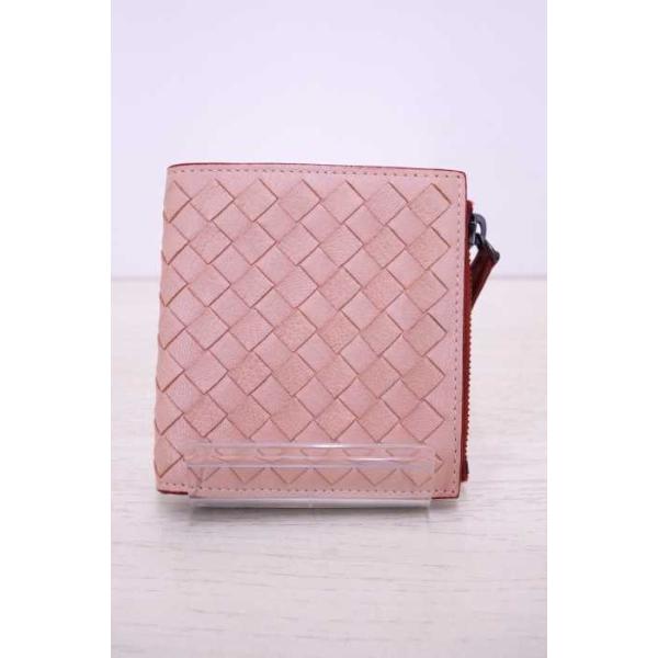 レディース二つ折り財布 ボッテガヴェネタ Bottega Veneta イントレチャート 200225 中古 選択 レザ バイカラー ブランド古着バズストア