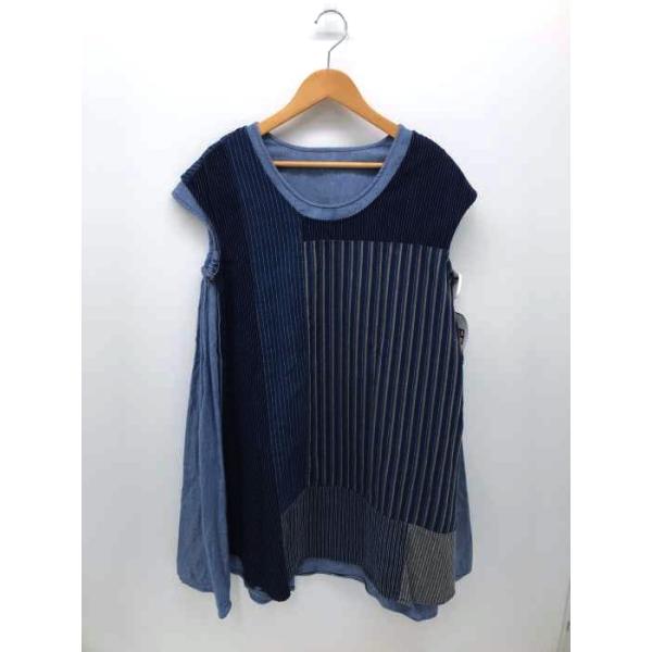 キャピタル Kapital レイヤード インディゴ染パッチワークノースリーブ ワンピース レディース 1 中古 ブランド古着バズストア 0709