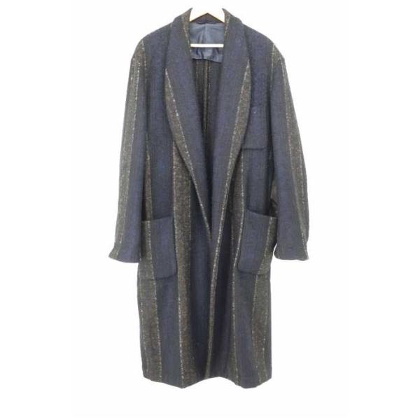 カモシタユナイテッドアローズ Camoshita United Arrows コート 中古 メンズ ブラン ストライプモヘアロングコート 人気 サイズ表記無
