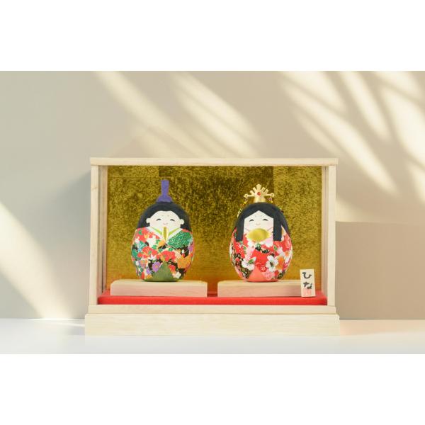 リュウコドウ ちぎり和紙 起き上がり友禅雛 ケース飾り 雛人形