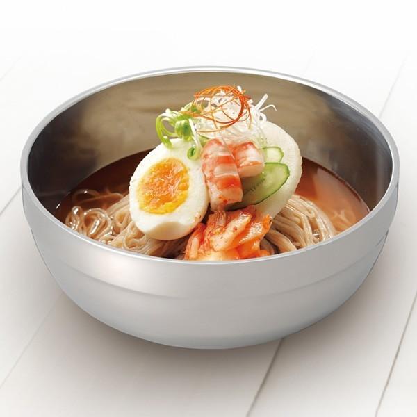 ステンレス二重構造 シルバー丼ぶり 径19.5cm 食べてる間も冷たさ持続！ 割れない 抗菌 耐食 保冷・保温 食器 〓 ステンレス製どんぶり