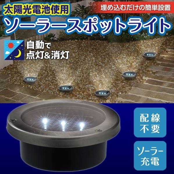 ガーデンライト 電気代0円  LED照明  センサーで暗くなると自動点灯！明るくなると自動消灯！防水仕様 ソーラー充電式 〓 埋め込み式ソーラースポットライトA