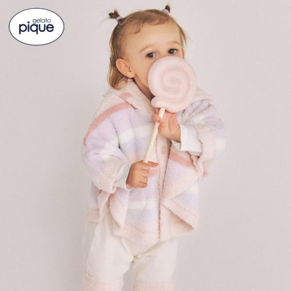 【キャンディのようにカラフルで楽しいベビモコBABYポンチョ】BABY MOCO（ベビモコ）…もっちりとした柔らかな風合いが特徴。あたたかみと軽やかさを兼ね備えた着心地が魅力です。キャンディのようなカラフルなボーダー柄が幸せ気分を演出する、...