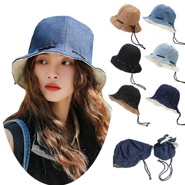 チューリップハット 帽子 デニム バケットハット リバーシブル